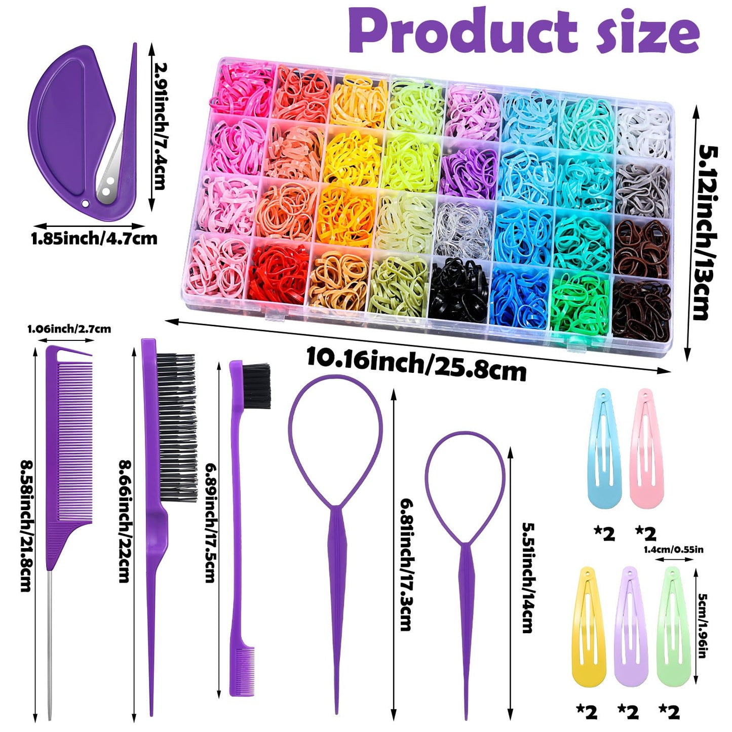 Auroray 32 Colors Small Hair Rubber Bands with 16 Styling Tools, 2000 Pcs Elastic Girl Baby Hair Ties, Mini Bands with Elastic Cutter, Hair Beauty and Personal Care auroray