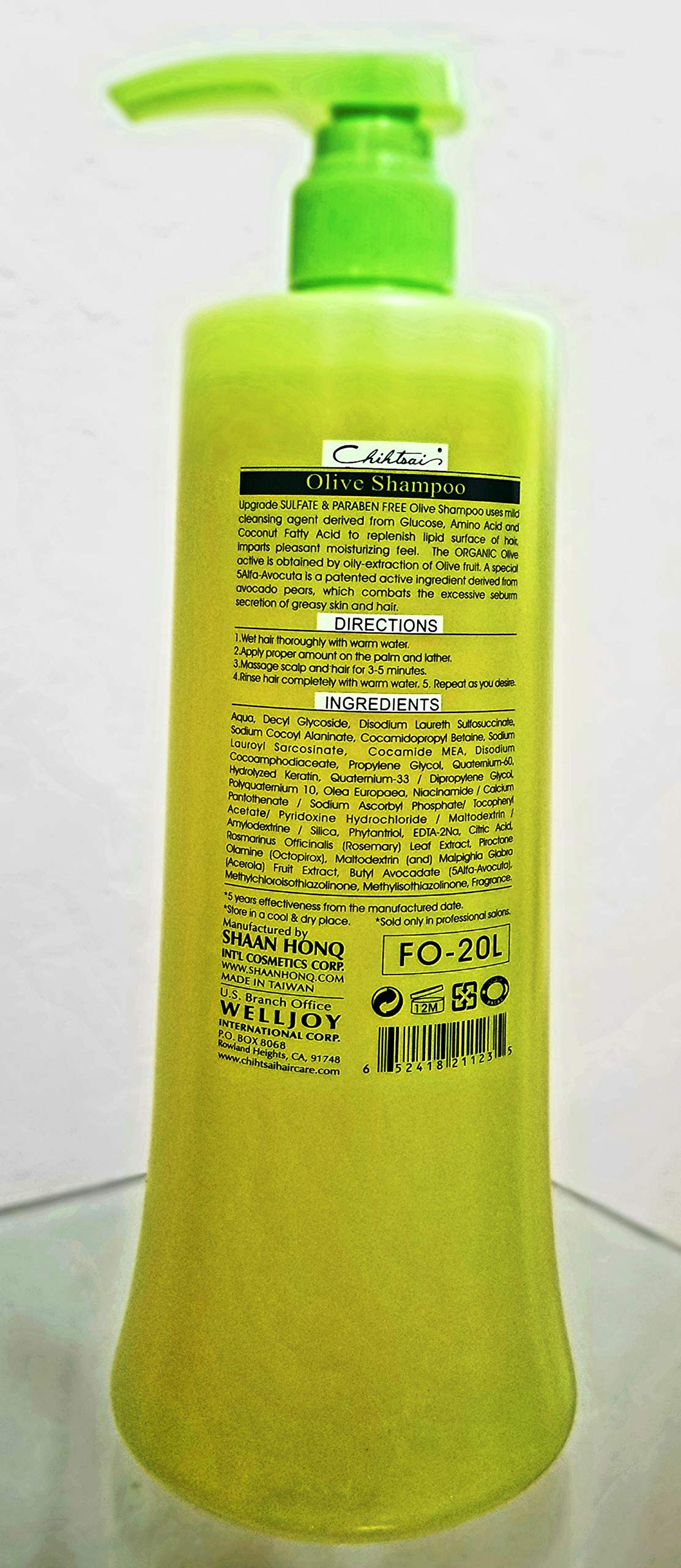 Chihtsai Volume Moisture Olive Shampoo & Conditioner Set Sulfate and Paraben free (34 Fl.oz)