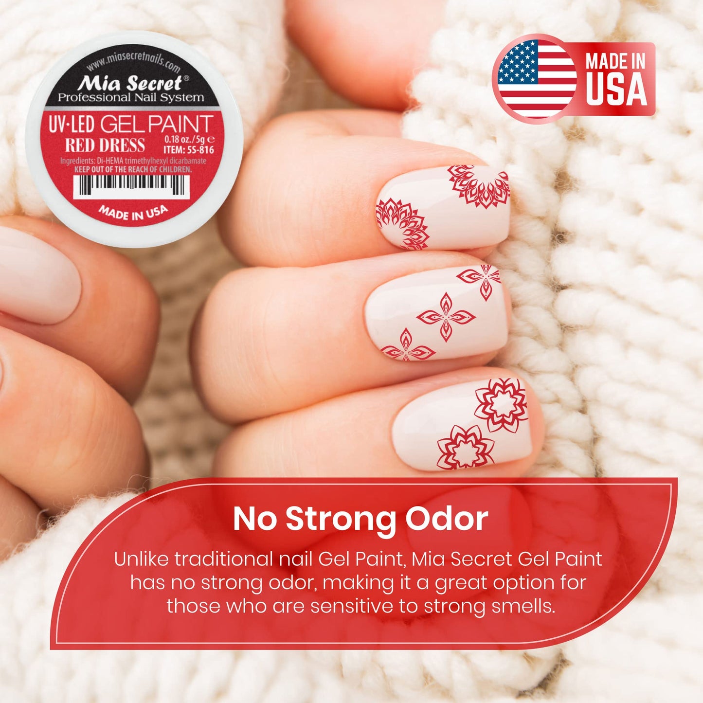 Mia Secret Professional Nail System UV/LED Gel Paint - 5 grams (Red Dress) Beauty & Personal Care Mia Secret