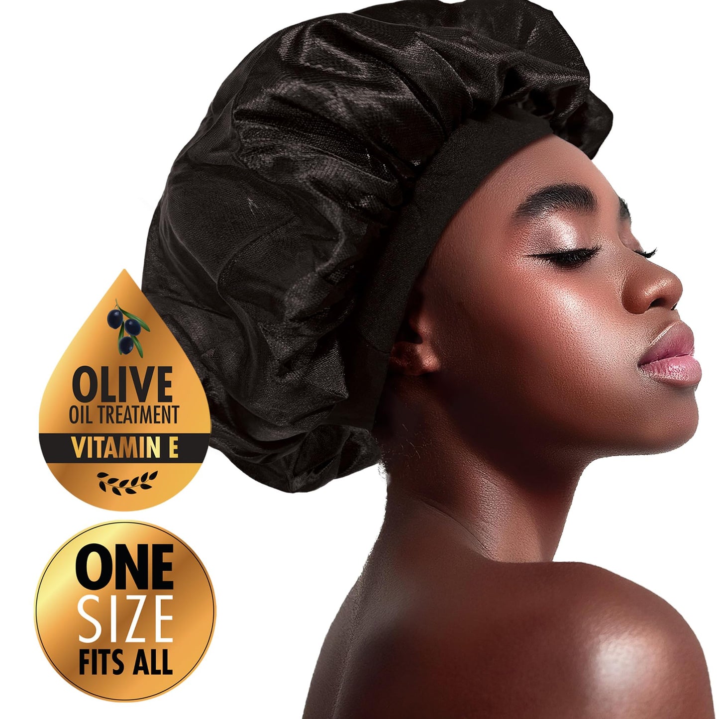 Donna Olive Oil & Vitamin E Treated Wide Band Bonnet #22044, Strengthens Hair, Improves Hair, Repairs Hair, Durable Material, Soft Material, Satin
