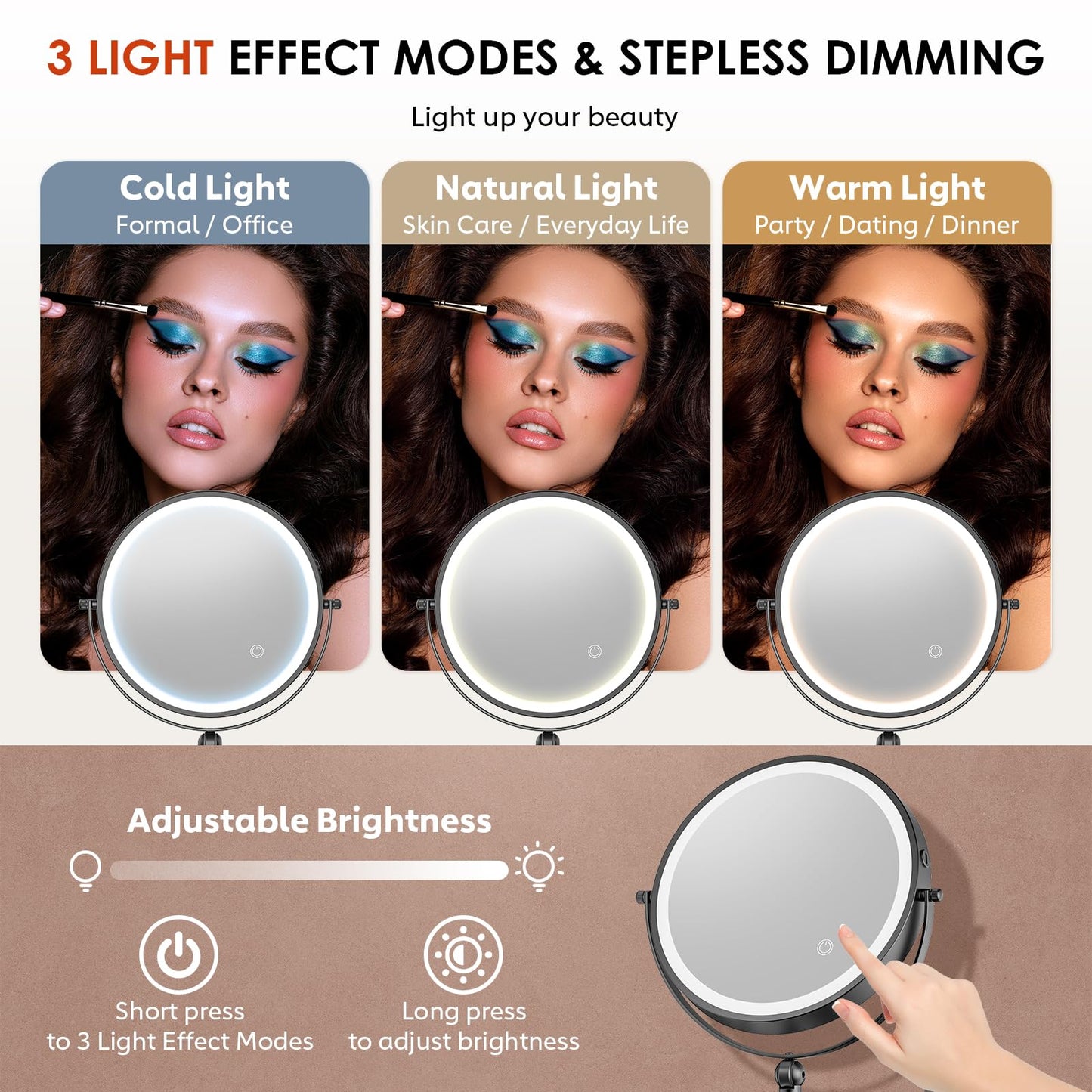 ZLOKLA 9" Wall Mounted Lighted Makeup Mirror,4000mAh Rechargeable Double Sided 1X/30X Magnifying Mirror with Light,Touch Dimmable,Extended Arm 360 Beauty and Personal Care ZLOKLA