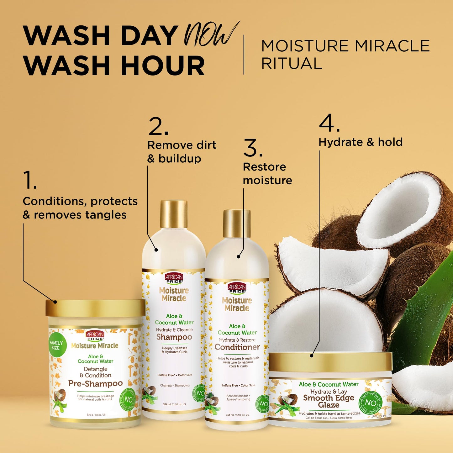 African Pride Moisture Miracle Smooth Edge Glaze - Maximum Edge Control & Hydration, Non-Flaking Edge Gel | Natural Ingredients, Coconut & Aloe Water
