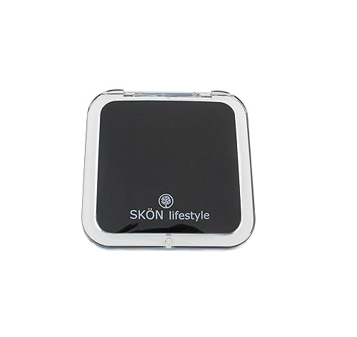 SKÖN lifestyle - Missy 10X/1X Personal Compact Glass Mirror - Strong 10X magnification and traditional 1X mirror, Full 180 degree opening, Effortless