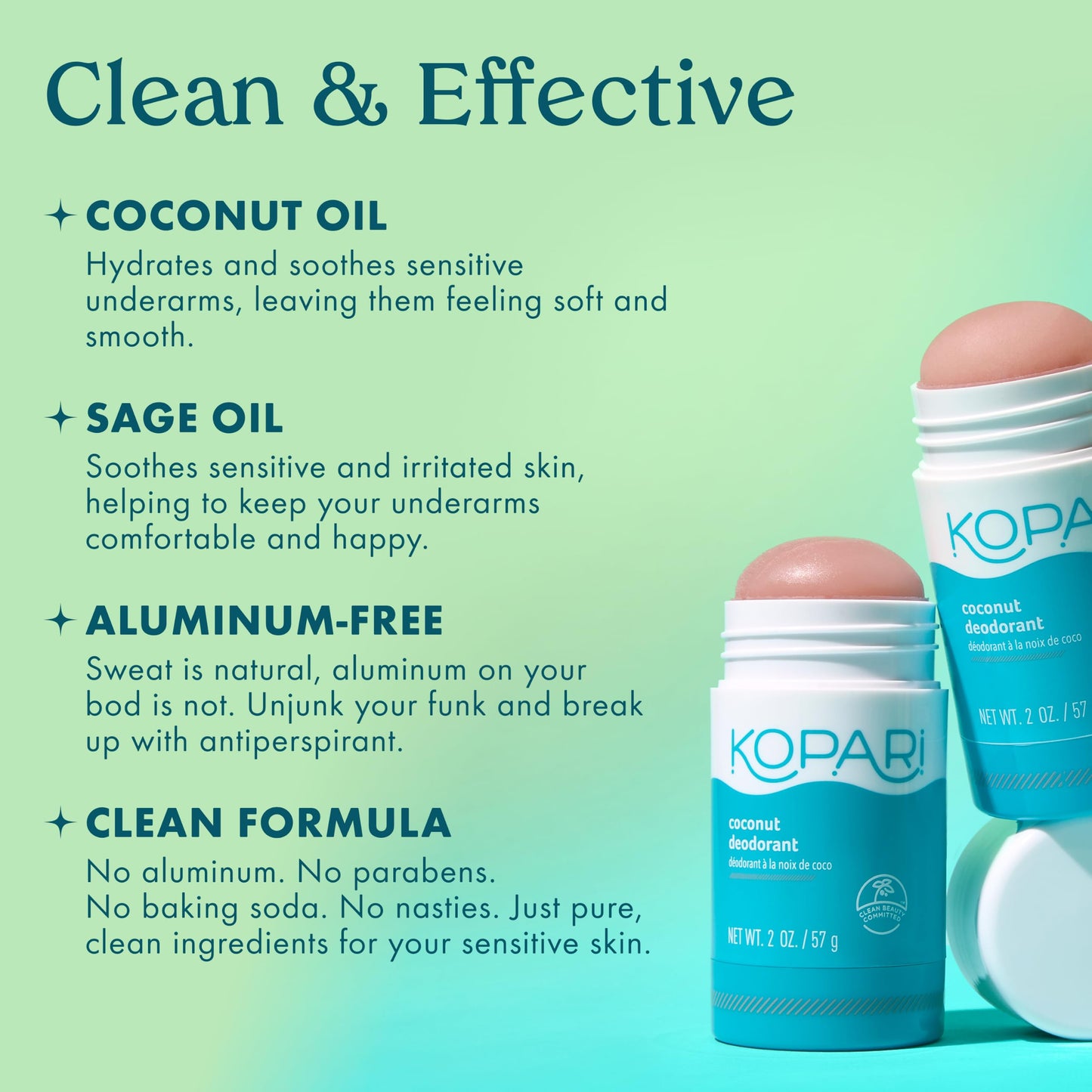 Kopari Aluminum Free Coconut Deodorant, Plant-Based Formula, No Aluminum, Parabens or Baking Soda, Everyday Odor Protection, Original, 2 Pack Beauty and Personal Care Kopari