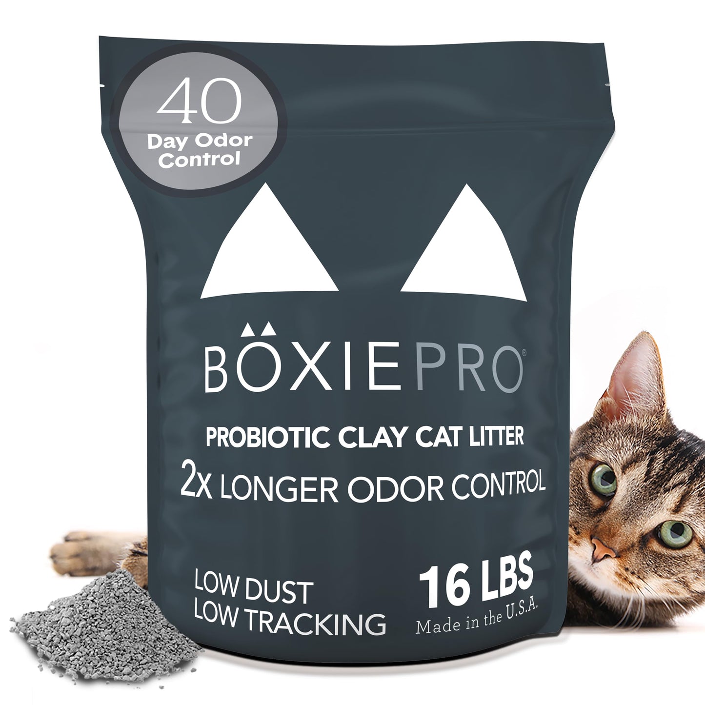 Boxie® Probiotic Cat Litter 40 Day Natural Odor Control, 16lb Clumping Kitty Litter (Clay)