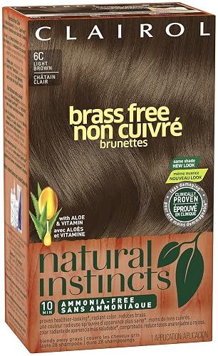 Clairol Natural Instincts, 6C, Brass Free Light Brown