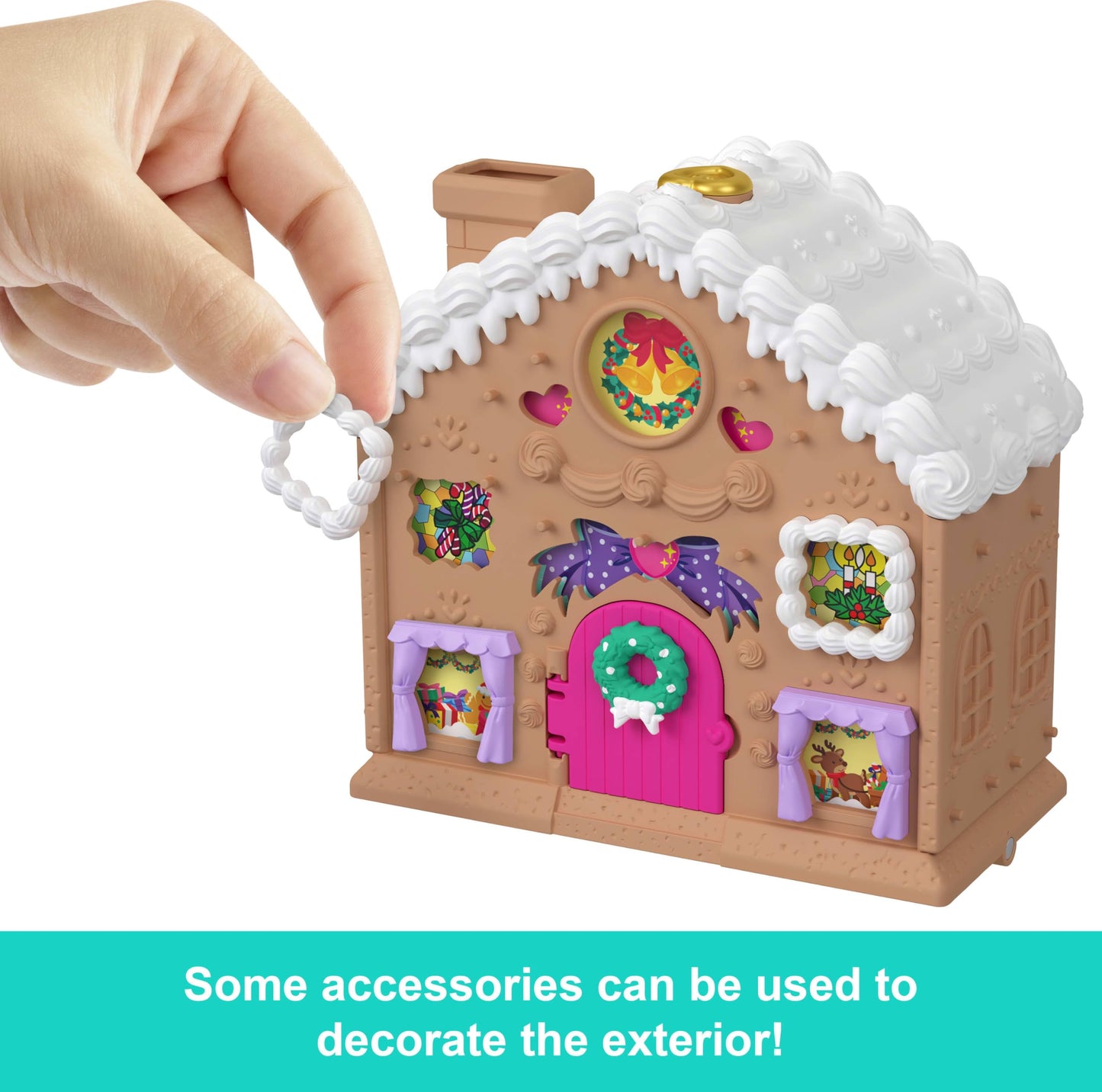 Polly Pocket Doll Advent Calendar, DIY Gingerbread House Playset with 24+ Surprises, Dollhouse Furniture, and Holiday Accessories