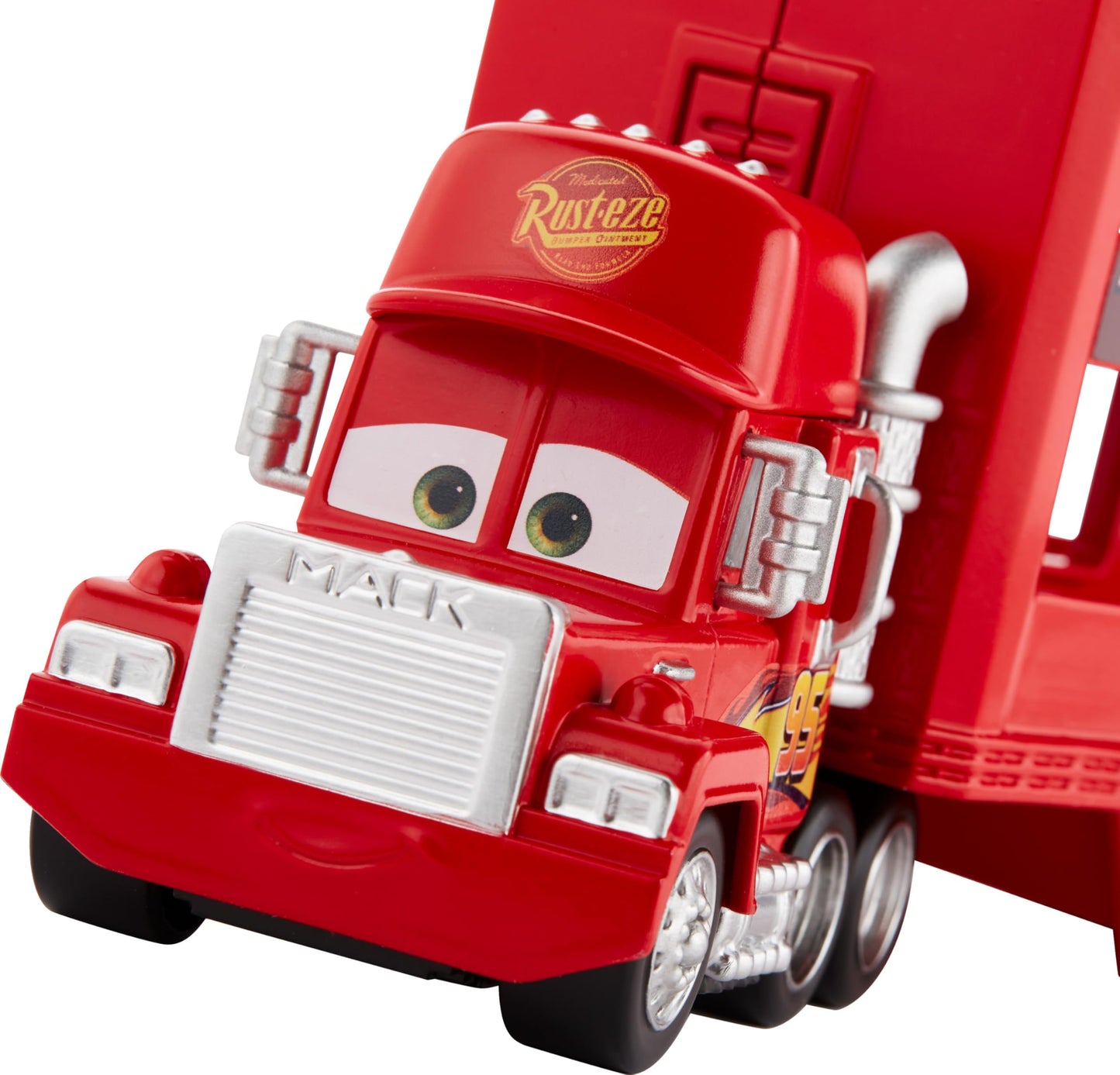 Mattel Disney Pixar Cars Mini Mack Racers Hauler & 1 Toy Car, Transporter Truck Holds 18 Minis, Collectible Set