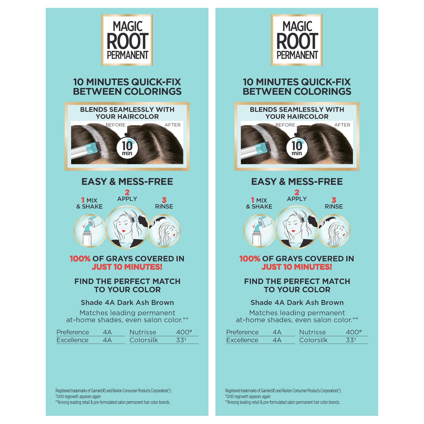 L'Oreal Paris Magic Root Permanent Hair Color Kit, 100% Gray Hair Coverage In Just 10 Minutes, Precision Brush Applicator for Seamless Application, 4A