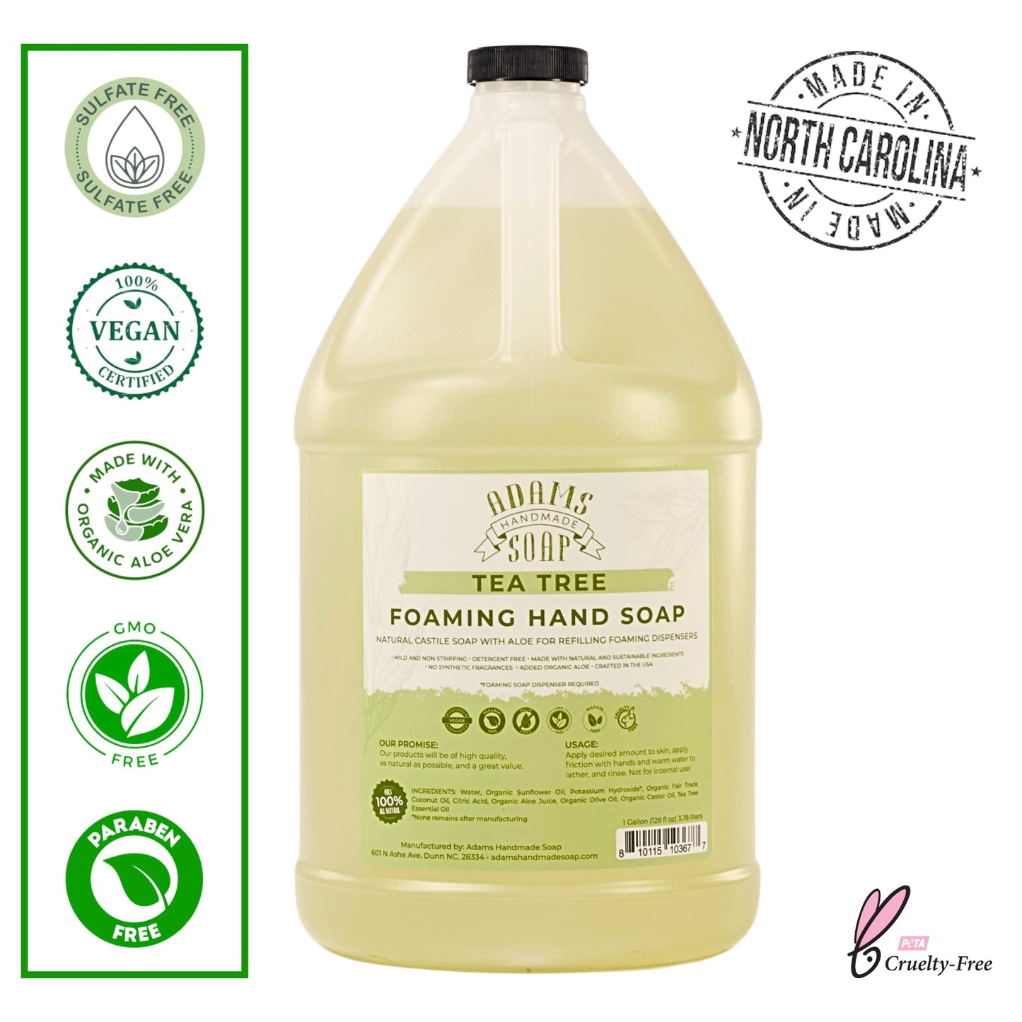 Adams Handmade Soap Liquid Foaming Soap 1 Gal - Tea Tree Beauty & Personal Care Adams Handmade Soap