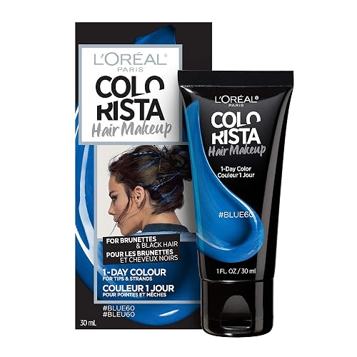 L'Oreal Paris Hair Makeup Temporary 1-Day Hair Color for Brunettes, Blue 60, 1 Fl Oz