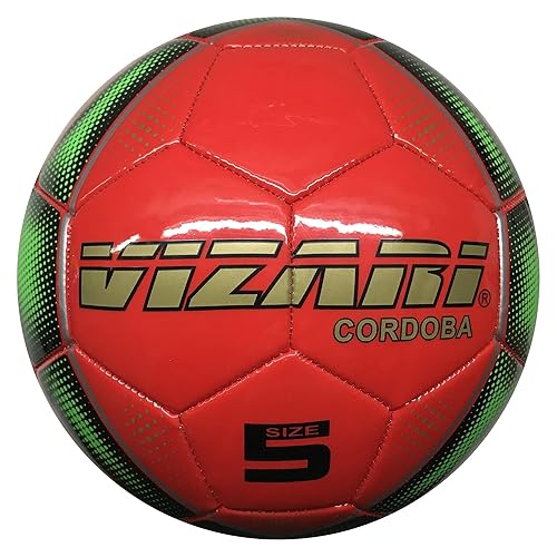 Vizari Cordoba Soccer Balls for Youth, Adult, Kids - Sizes 3, 4, 5 - Red, Orange, Blue, Pink & Yellow (Pack of 1, 6, 12)