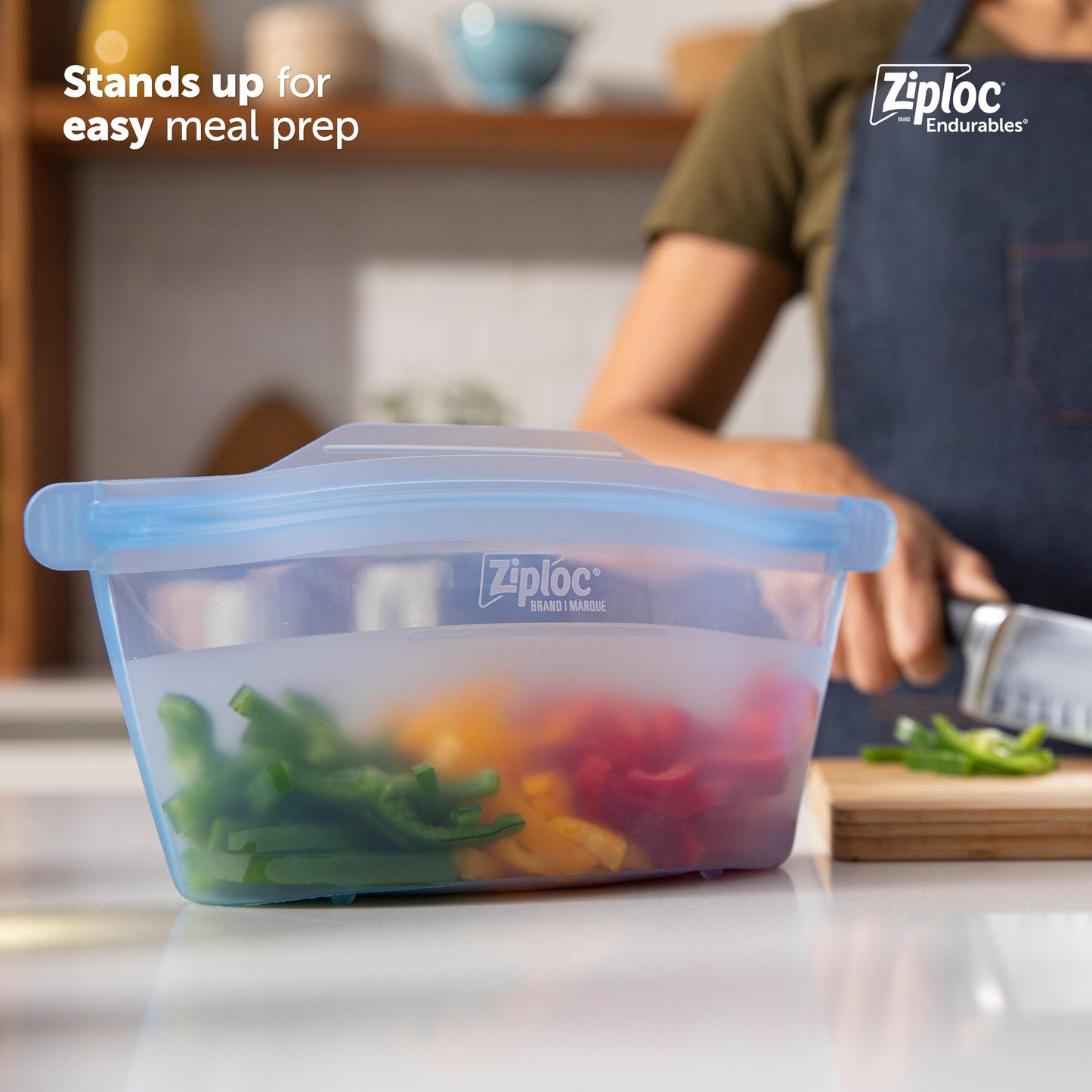 Ziploc Endurables Silicone Food Storage Meal Prep Containers, Microwave Safe and Eco-Friendly, Medium Container, 1 Count