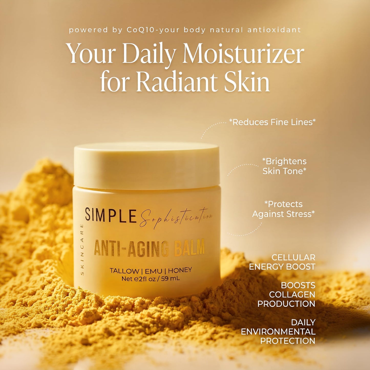 Simple Sophistication Tallow Emu Honey Balm | Nourishing Face & Body Moisturizer with Manuka Honey & Emu Oil, Non-Greasy Natural Skincare (Anti-Aging