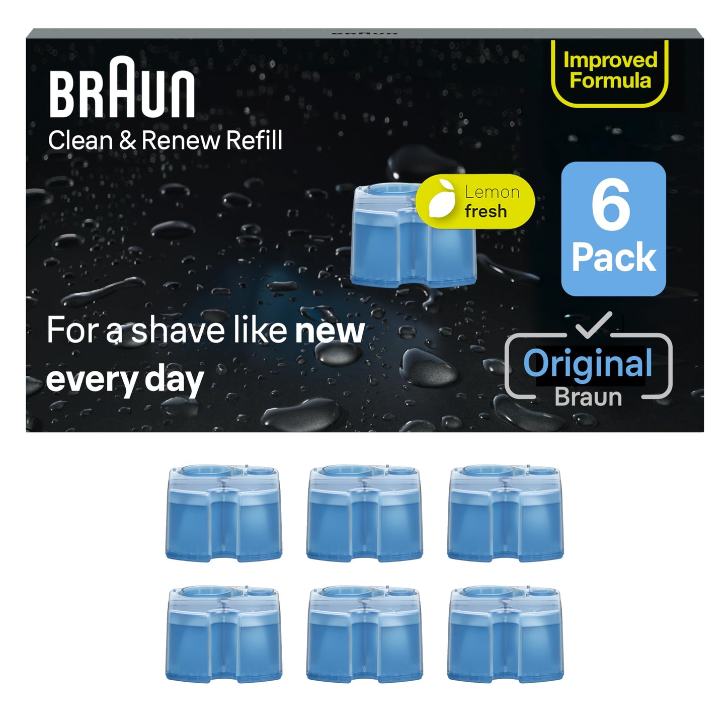 Braun Clean & Renew Refill Cartridges CCR, Replacement Shaver Cleaner Solution for Clean&Charge Cleaning System, Pack of 6 Beauty and Personal Care Braun