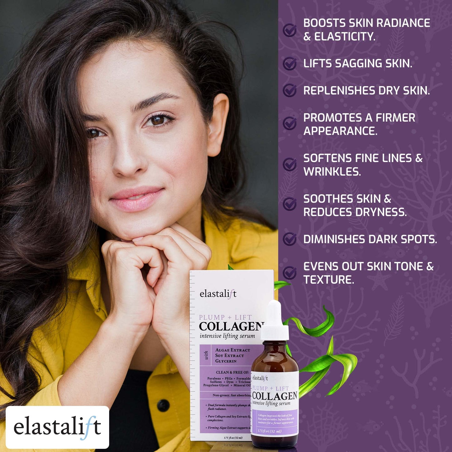 Elastalift Collagen Serum For Face | Collagen Face Serum For Skin Tightening Helps Lift, Plump, & Firm Sagging Skin | Serums For Skin Care | Anti
