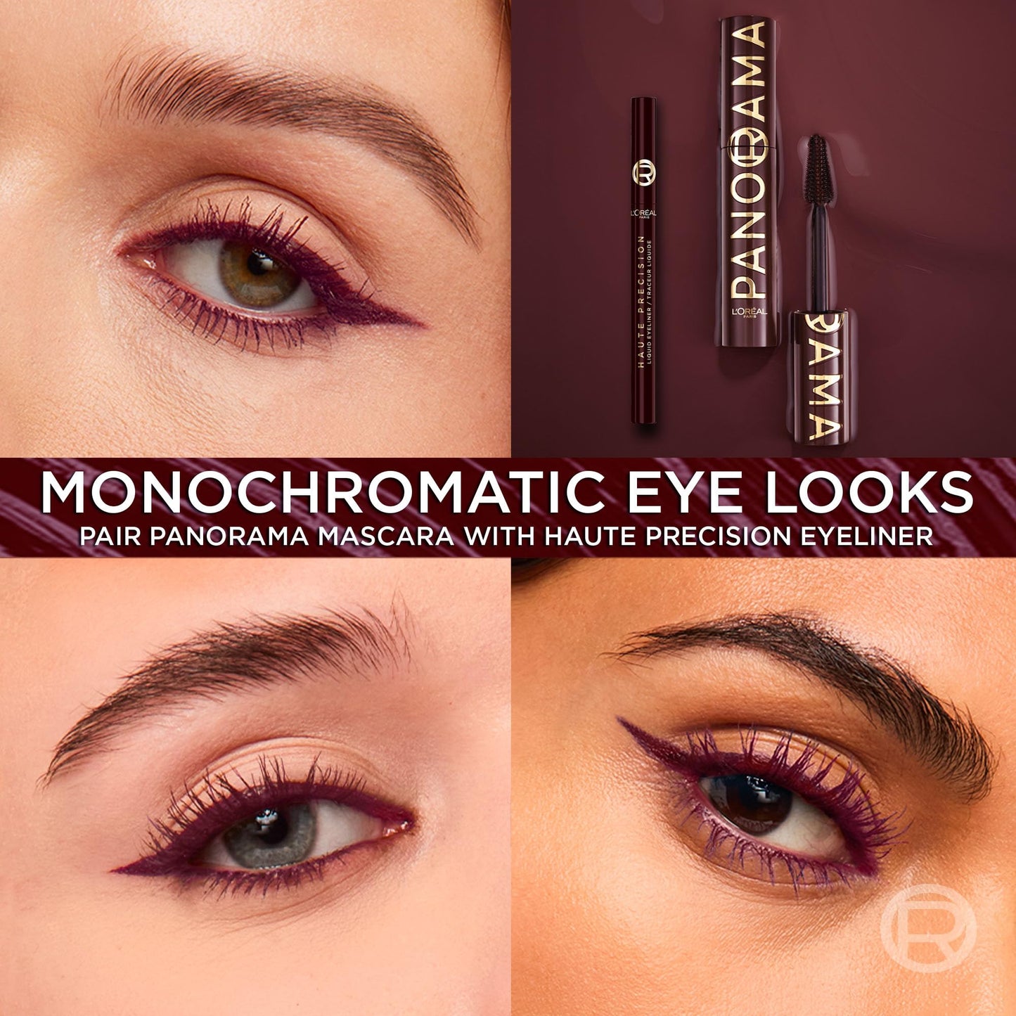 L'Oreal Paris Voluminous Panorama Chromatic Mascara, Volumizing and Lengthening Burgundy Mascara, Longwear, Smudge-Resistant and Washable, 707 Beauty and Personal Care L'Oreal Paris