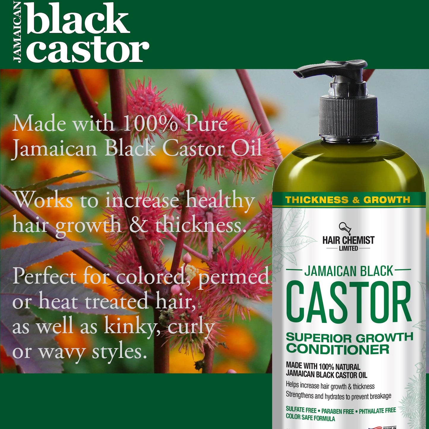 Hair Chemist Superior Growth Jamaican Black Castor Shampoo 33.8oz & Conditioner 33.8oz - 2-PC Shampoo & Conditioner for Hair Growth