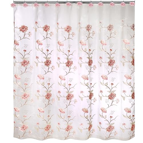Popular Bath Dublin Rose Collection Shower Curtain Beige