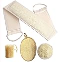 FEBSNOW Loofa Body Scrubber - 4 PCS Exfoliating Loofah Back Scrubber Natural Luffa Shower Bath Sponge Exfoliating Washcloth Face Scrubber Pad for Deep
