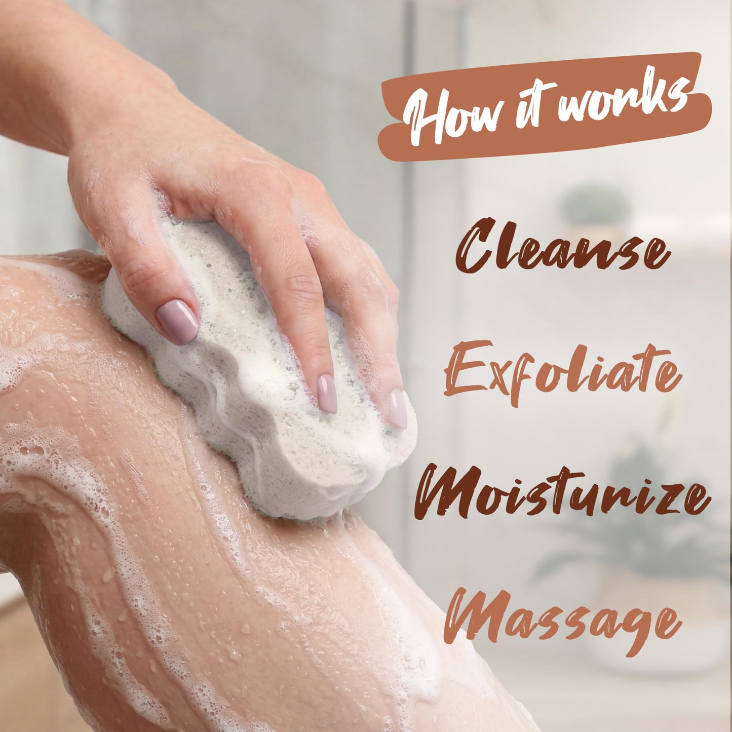 Spongeables Skinutrients Anti-Cellulite Body Wash in a Sponge, Spa Cellulite Massager, Reduce The Appearance of Cellulite, Moisturizer and Exfoliator