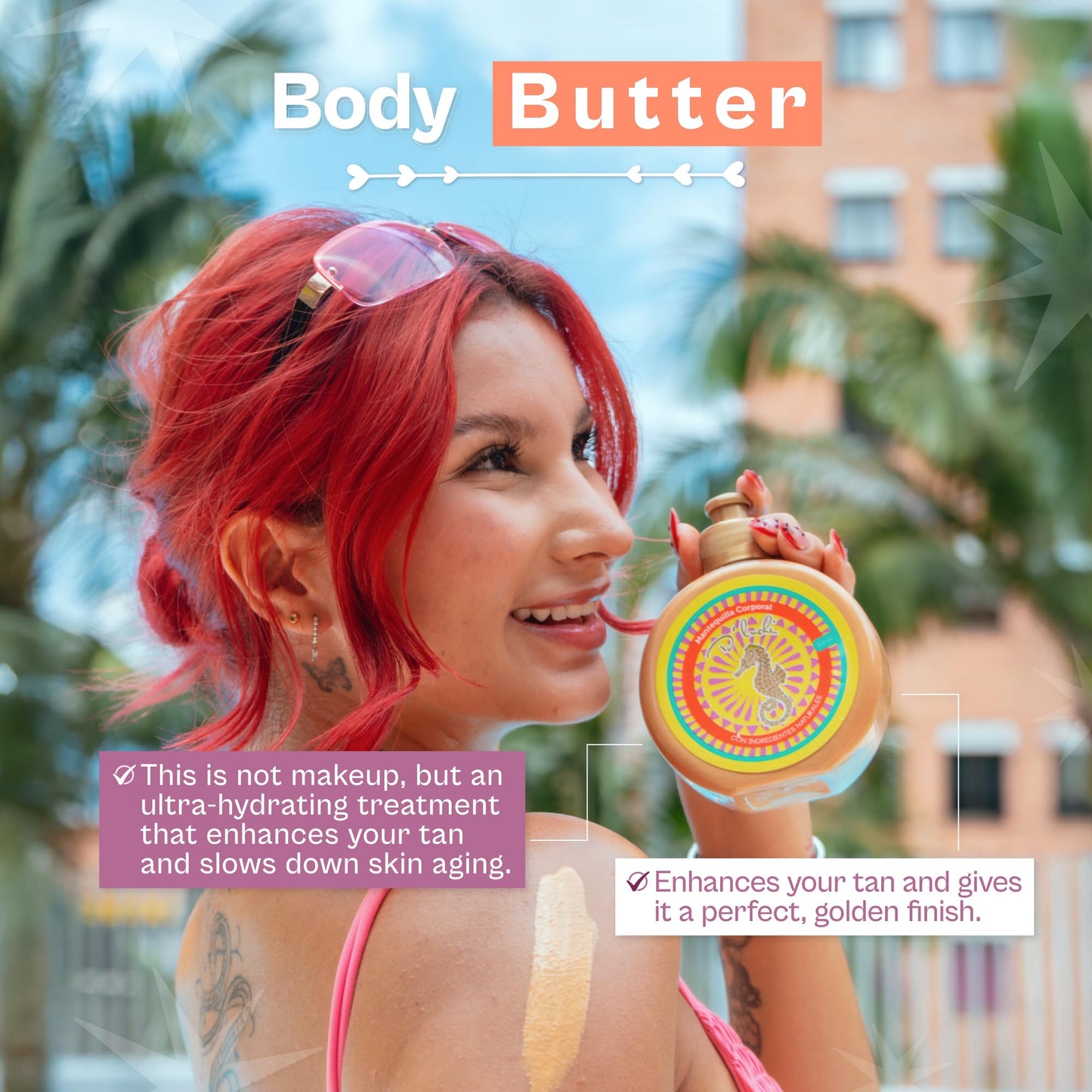 Kaba D'Luchi Body Butter Made With Natural Coconut Oil and Vitamin E, Provides Intense Nourishment & Hydration, Moisturize Skin, With Golden Glitter