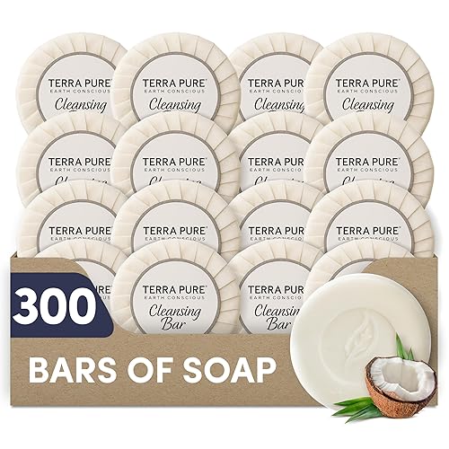 Travel Size Hotel Bar Soap 300 Count 0.6 oz Bars Guest Amenities for Hotels Vacation Rentals & Short Term Rentals Paraben Free White Tea & Coconut
