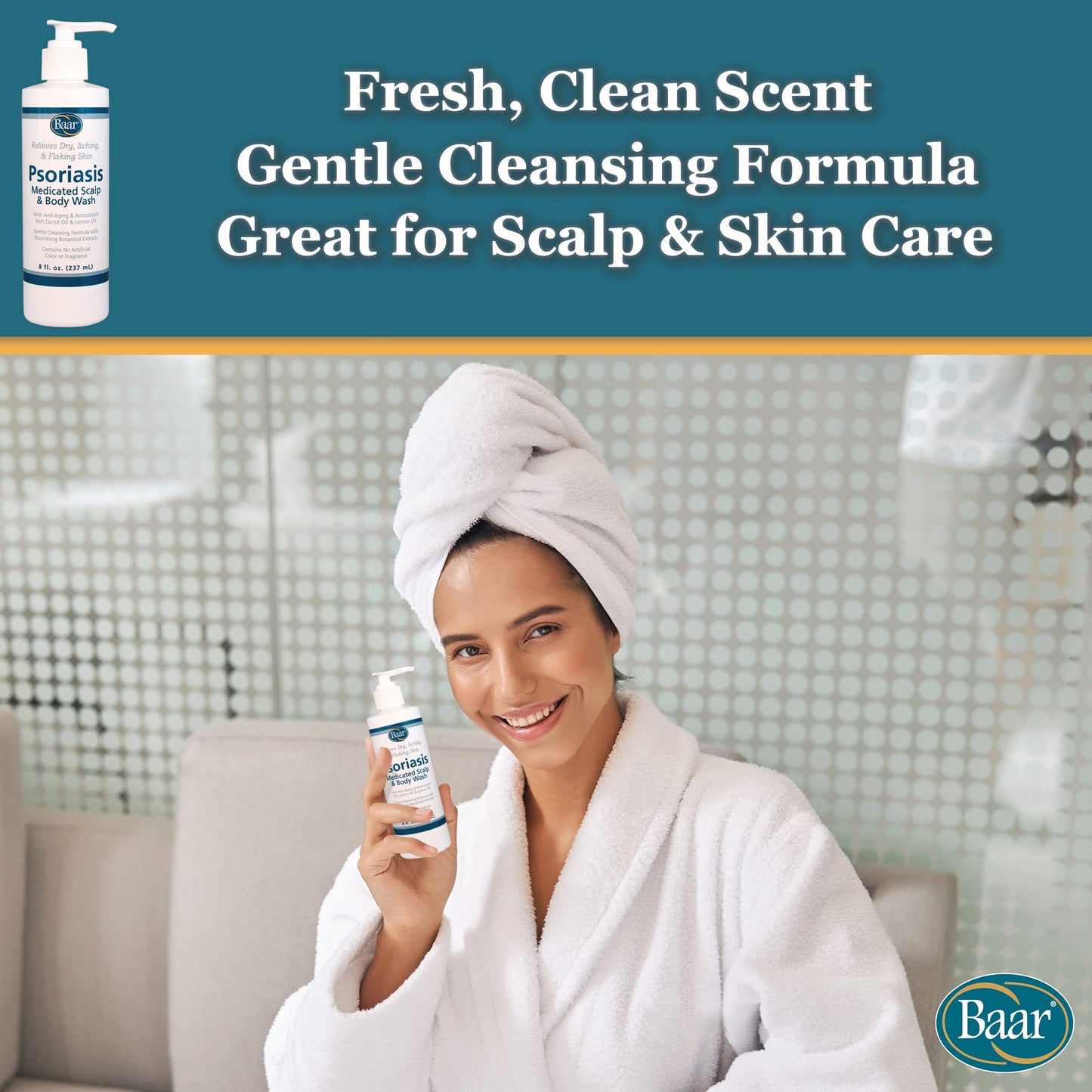 BAAR Psoriasis Therapeutic Scalp & Body Wash, Soothing Healing Formula with 2% Salicylic Acid and Antioxidant-Packed Botanicals like Carrot and Lemon Beauty & Personal Care Baar