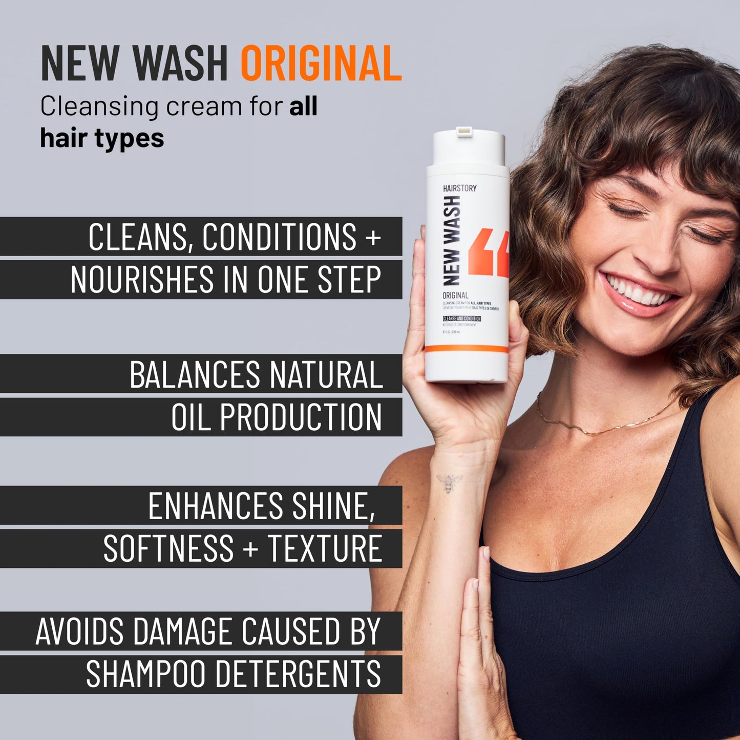 Hairstory Bond Boost + New Wash Original Set - Detergent-Free Cleansing Cream & Bond Repair Treatment for Damaged, Color-Treated & Chemically