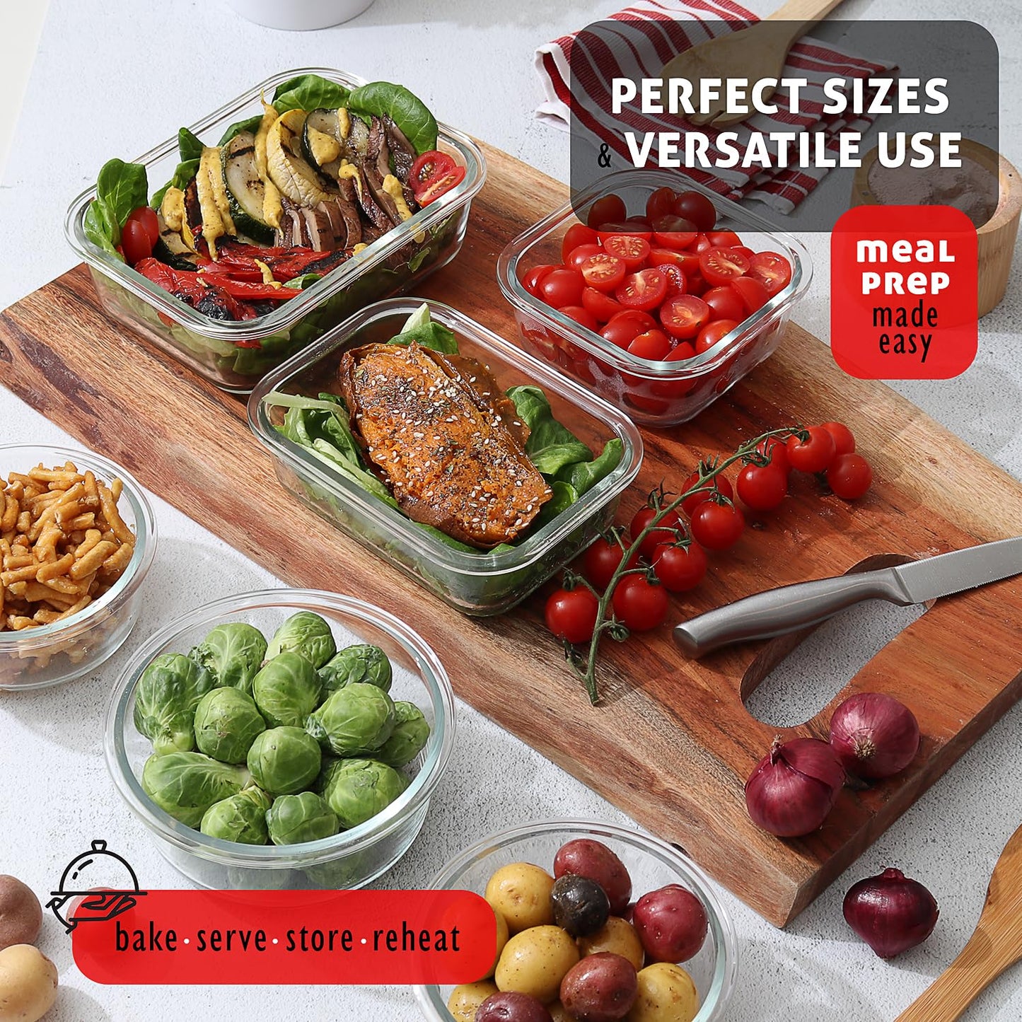 EATEX 24pc Glass Storage Containers with Lids, 12 Set Glass Food Storage Containers with 12 Airtight Lids, Pantry Kitchen Meal Prep Containers…