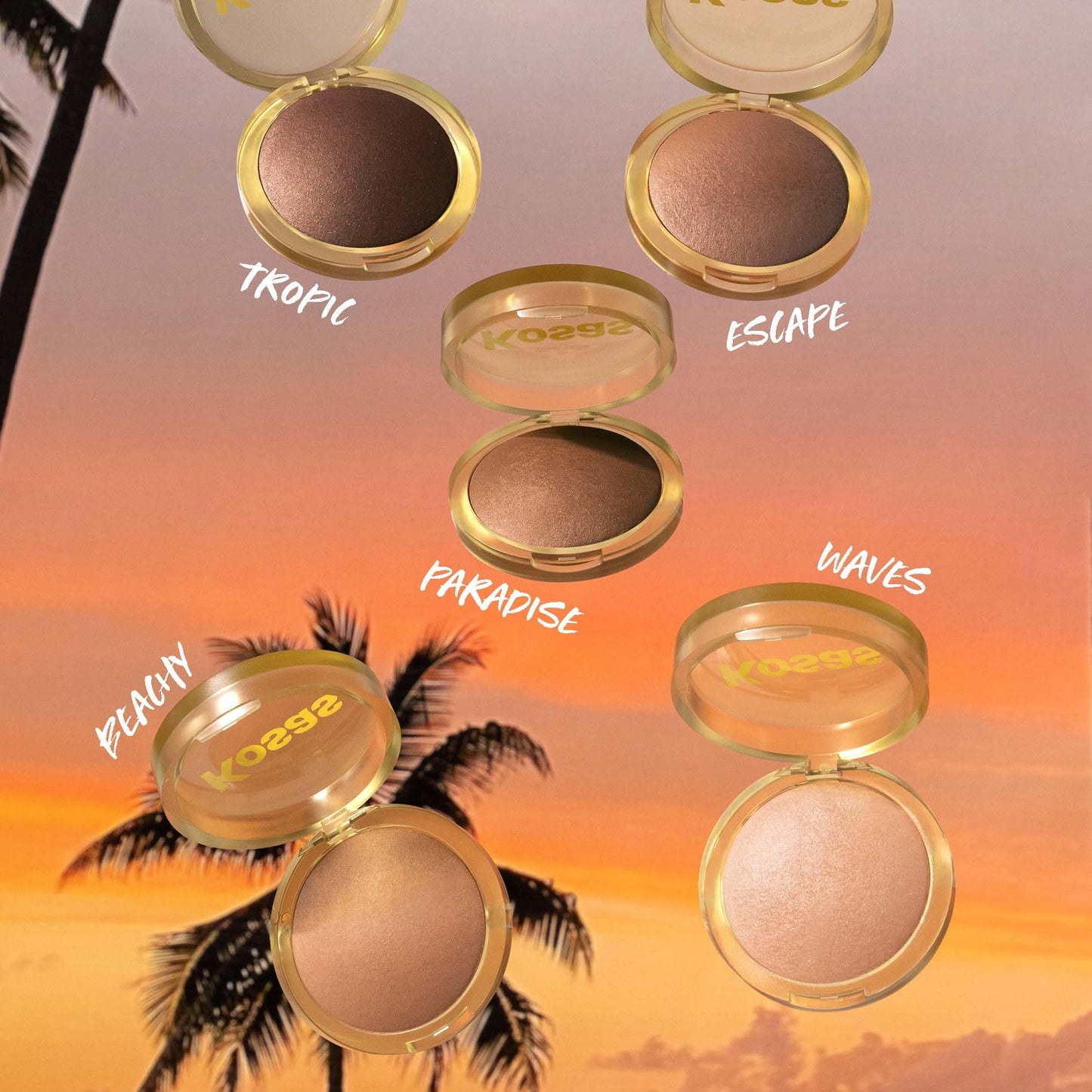 Kosas The Sun Show Glowy Warmth Baked Bronzer - Talc-Free Powder Bronzer for Face, Buildable Color, Natural Glow, Lightweight Finish, Paradise