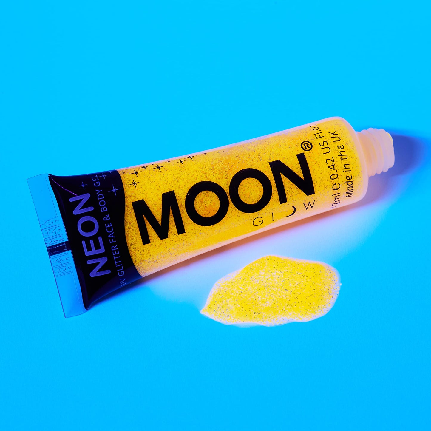 Moon Glow - Blacklight UV Glitter Face & Body Gel - 0.42oz Set of 6 - Blacklight Face Paint - glows brightly under Blacklight
