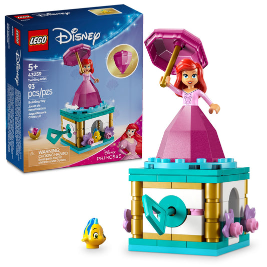 LEGO Disney Princess Twirling Ariel 43259, Little Mermaid Building Toy for Kids Ages 5+, Fun Ariel Doll Gift for Girls & Boys, Birthday Present