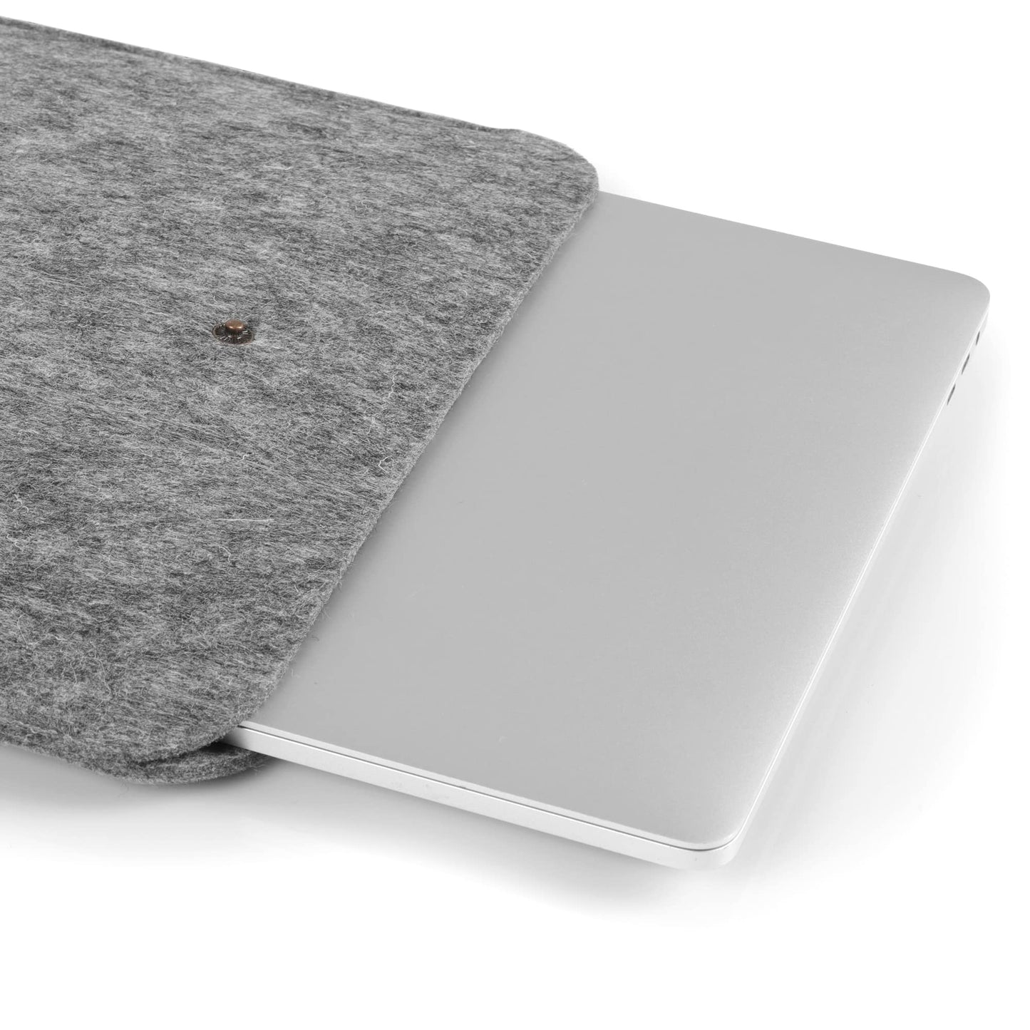 MegaGear Genuine Leather Laptop Sleeve Bag, Fleece Lined Zippered Protective Case compatible with 13-14 inch MacBook Pro Air M1 M2 M3 M4, Gray