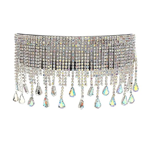 COTIA Oversized Goggles Sunglasses Women Luxury Fsahion Tassel Crystal Diamond Sun Glasses Mask Steampunk Eye Protection Glasses (black)