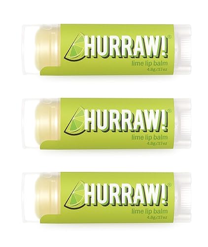 Hurraw! Lime Lip Balm, 3 Pack: Organic, Certified Vegan, Cruelty and Gluten Free. Non-GMO, 100% Natural Ingredients. Bee, Shea, Soy and Palm Free.