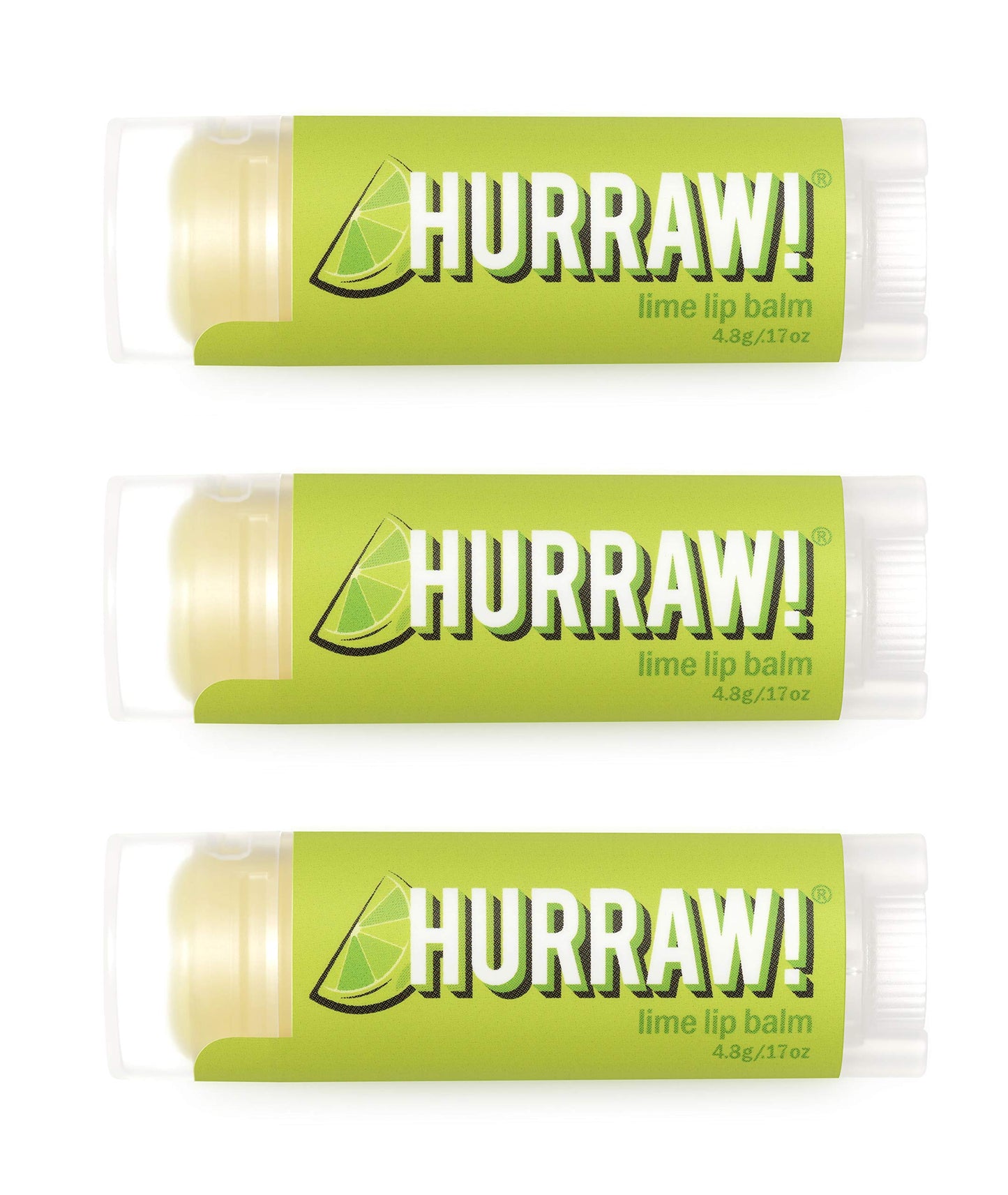 Hurraw! Lime Lip Balm, 3 Pack: Organic, Certified Vegan, Cruelty and Gluten Free. Non-GMO, 100% Natural Ingredients. Bee, Shea, Soy and Palm Free.