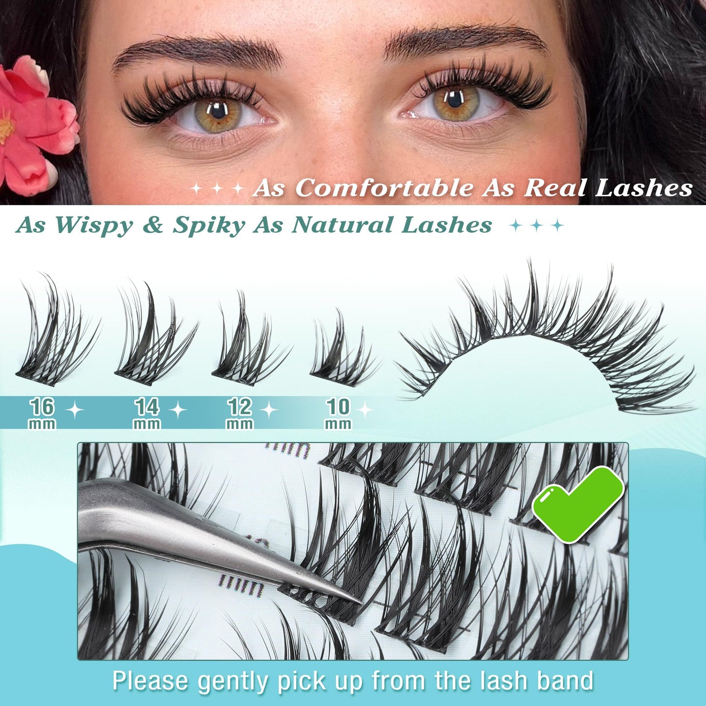 Lash Clusters Wispy Natural Look Eyelash Clusters Manga Cluster Eyelash Extensions 8-16MM Individual Lashes 8-16MM DIY Lash Extension Beauty and Personal Care Newcally