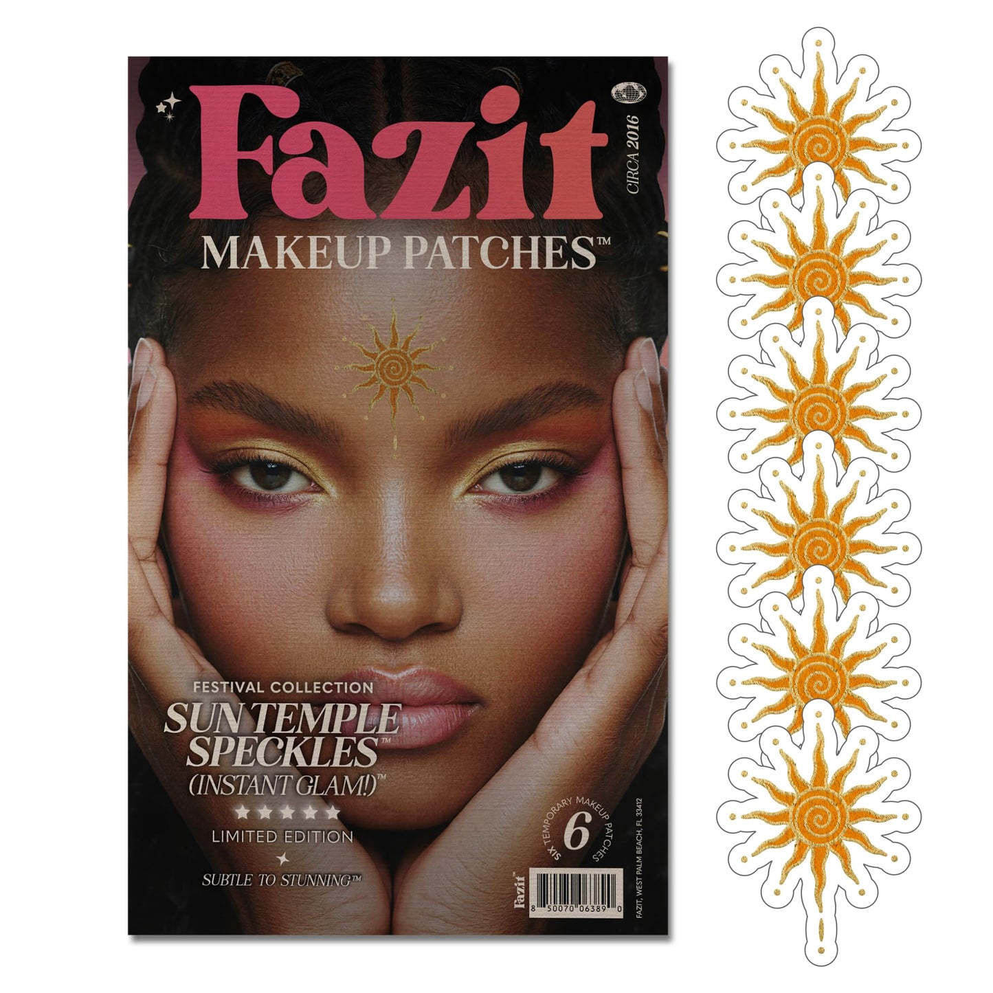 Fazit Makeup Patches - Sun Temple Speckles - Glow Up Make-Up Patches - Cute Glitter Makeup Accessories for Women - Cosmetic Glitter for Face