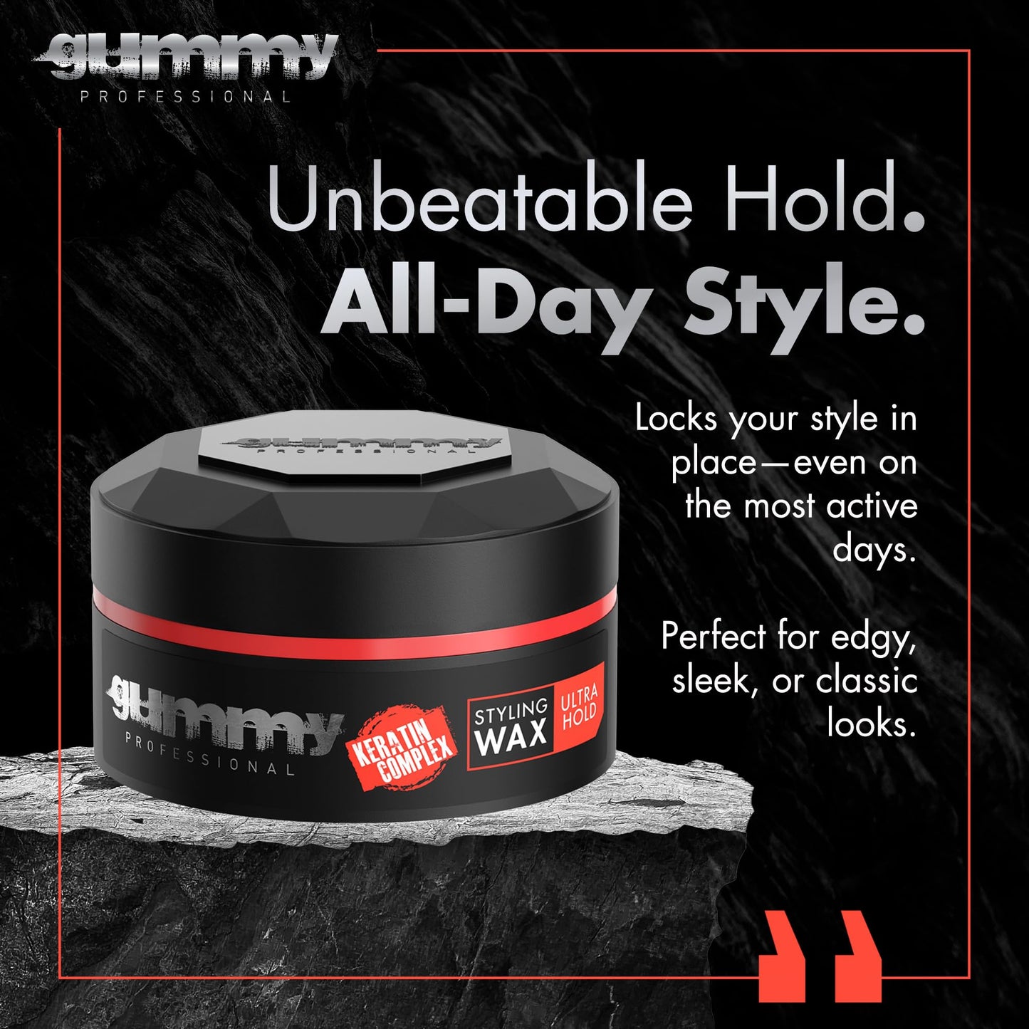 Gummy Professional - Hair Wax for Men - Ultra Hold Styling Pomade for Dry, Damp Hair - Water-Based Texturizing Clay Paste with Provitamin B5 & Keratin