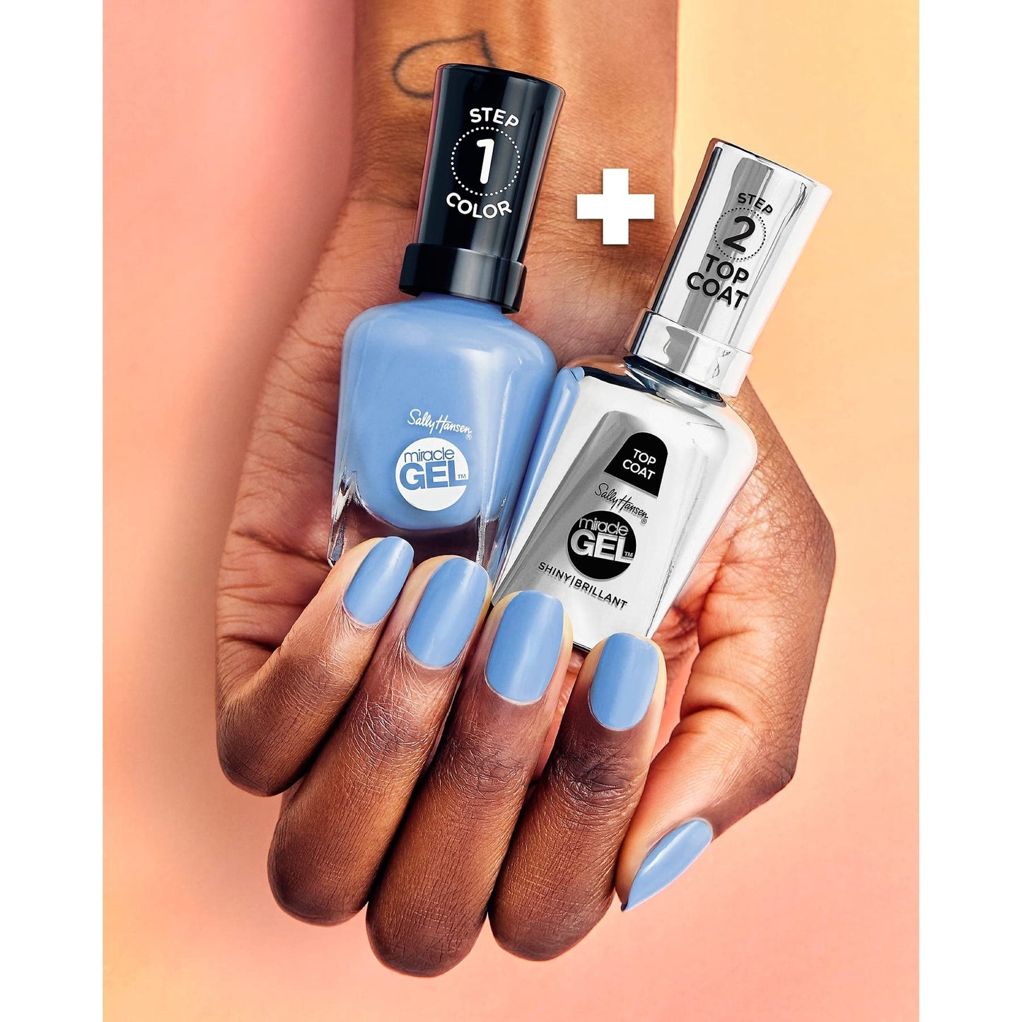 Sally Hansen Miracle Gel™, Get Mod and Shiny Top Coat Duo, Long Lasting, Gel-Like Formula, No UV Lamp Needed, Nail Polish Duo
