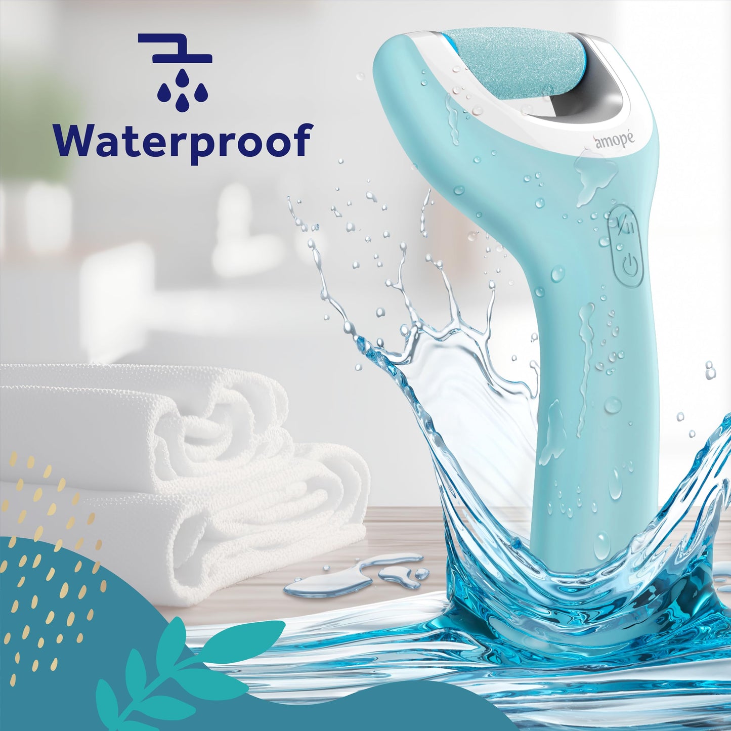 Amope Pedi Perfect Pro Wet & Dry Electric Foot File Callus Remover Kit, Waterproof, Rechargeable, Pedicure Tool for Feet, Removes Hard, Dead Skin