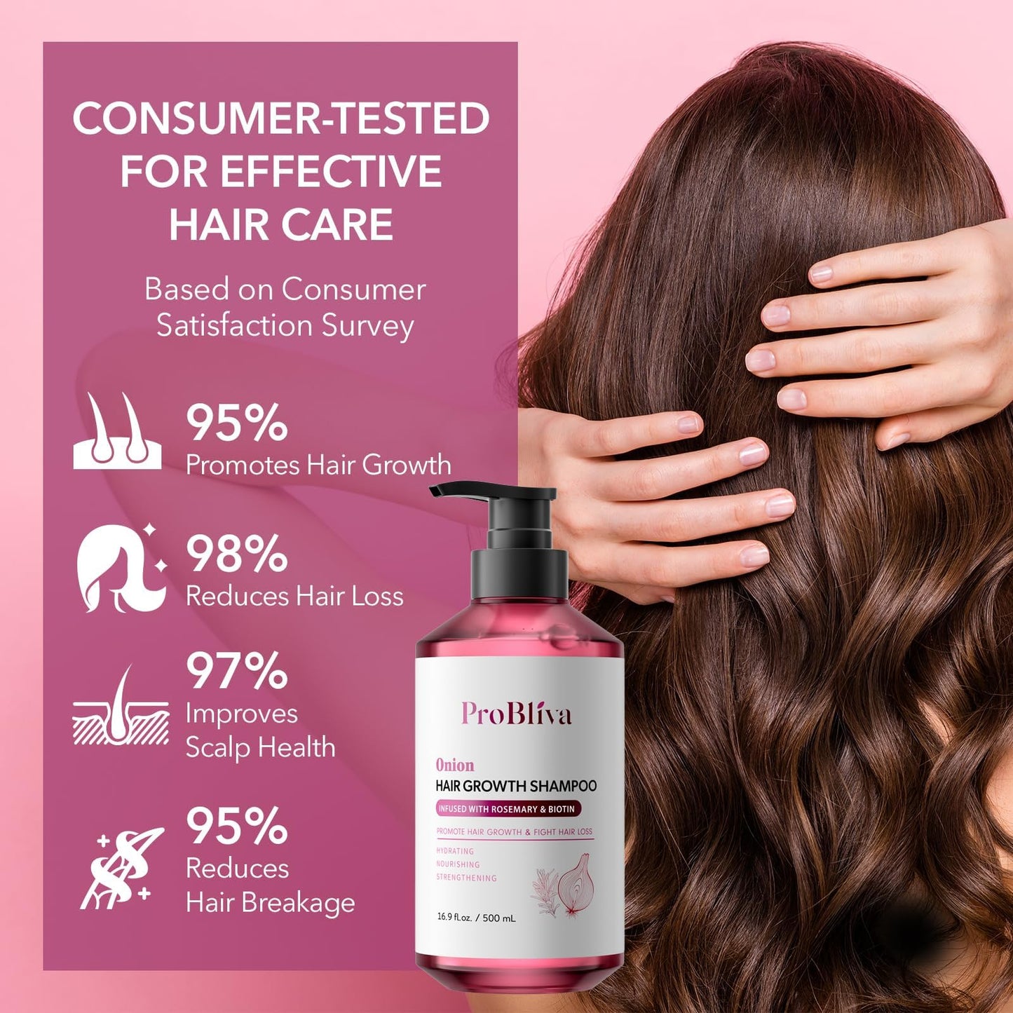 ProBliva Onion Shampoo for Hair Growth: Onion Hydrosol Shampoo with Biotin and Rosemary for Hair Loss and Thinning Hair - Promotes Healthier, Thicker