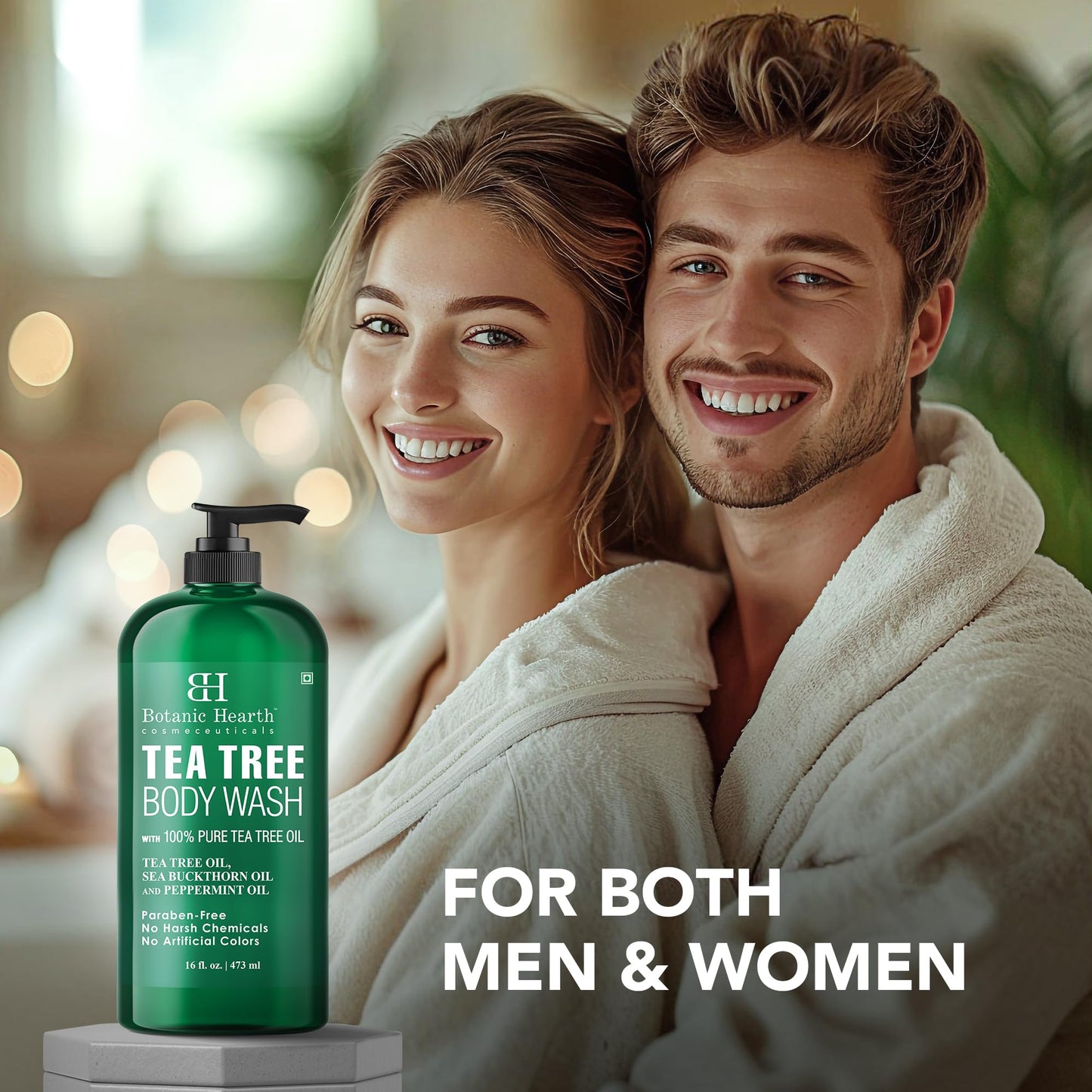 Botanic Hearth Tea Tree Body Wash, 16 Fl Oz (473 ml) | Enriched With Tea Tree Oil, Peppermint & Sea Buckthorn | Gently Cleanses, Refreshes & Nourishes Beauty and Personal Care Botanic Hearth