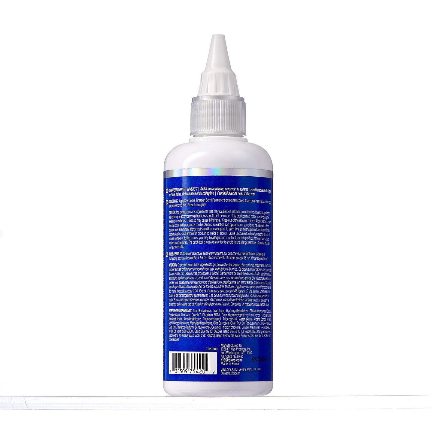 Red by Kiss Tintation Semi-Permanent Hair Color, Aloe Vera Water Based, Argan Oil, Olive Oil, Collagen & Keratin, Long-Lasting Color Dye (Blue