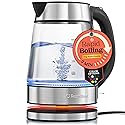 Speed-Boil Electric Kettle For Coffee & Tea - 1.7L Water Boiler 1500W, Borosilicate Glass, Easy Clean Wide Opening, Auto Shut-Off, Cool Touch Handle…