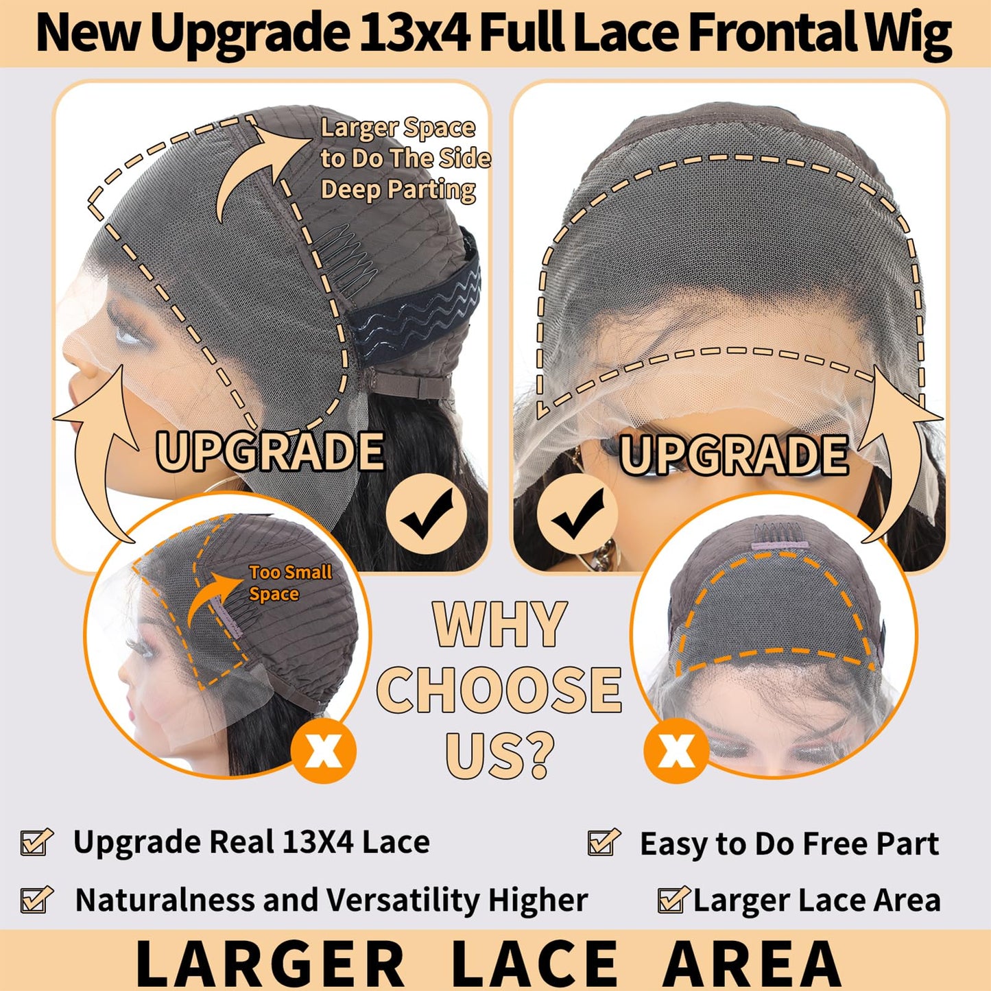 13x4 Body Wave Lace Front Wigs Human Hair Pre Plucked 200% Density HD Lace Frontal Wigs Human Hair 100% Real Human Hair Wigs No Synthetic Blend No