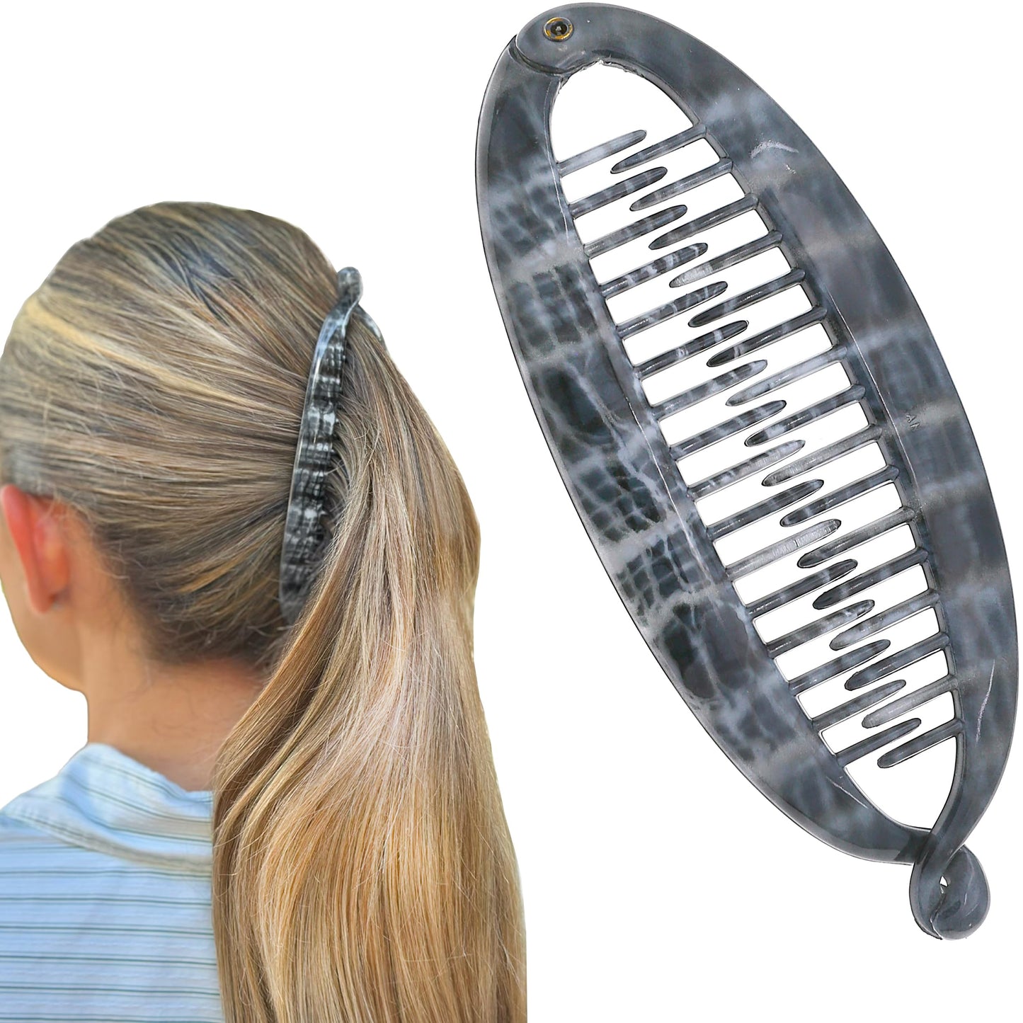 Camila Paris CP3101 French Large Banana Clip Hair Comb, Classic Banana Clips Hair for Thick Hair Ponytail Holder Interlocking Styling Clips for Women