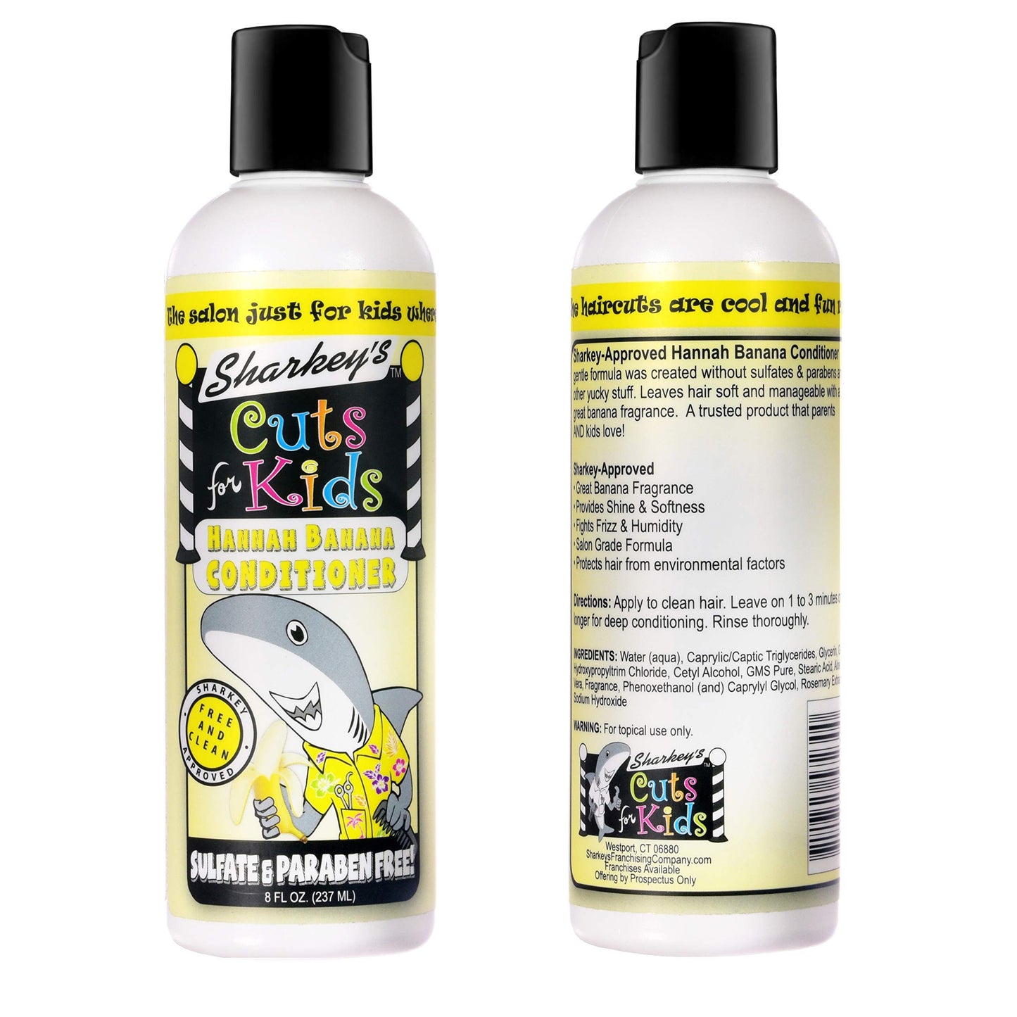 Sharkey's banana Scented Kids Shampoo and Conditioner with Baby Shark Plush Backpack Clip or Lunchbox Clip - Sulfate Free and Paraben Free! Beauty & Personal Care Sharkey's cuts for kids
