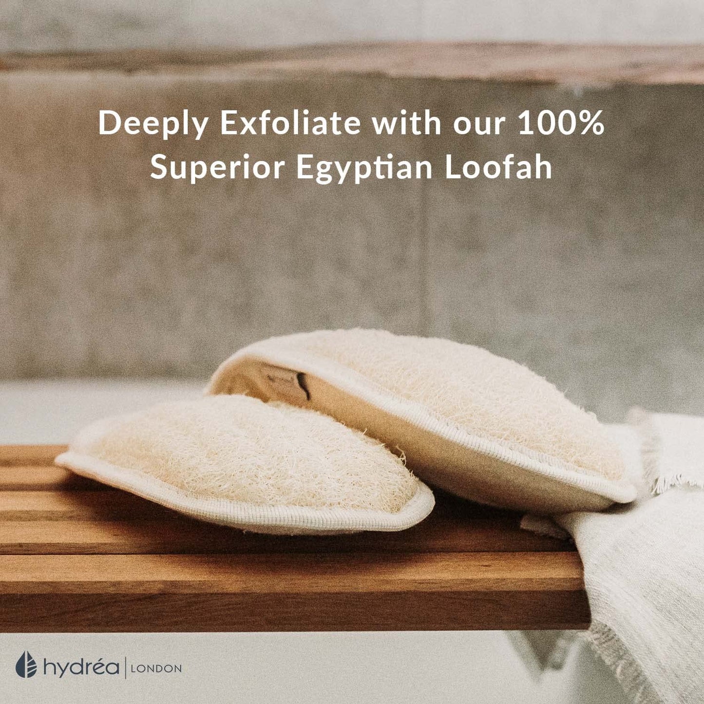 Hydrea London Exfoliating Glove - Organic Egyptian Shower Loofah & Dual-Sided Face Mitt Exfoliator - Body Scrubber for Men & Women, Dead Skin Cell
